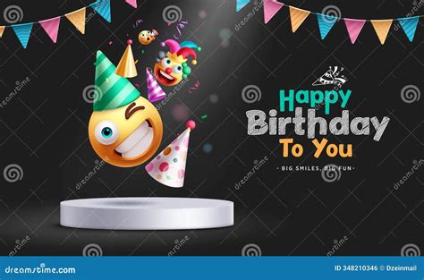 Emojis Birthday Clipart Design. Happy Birthday Greeting Card With Emoji ...