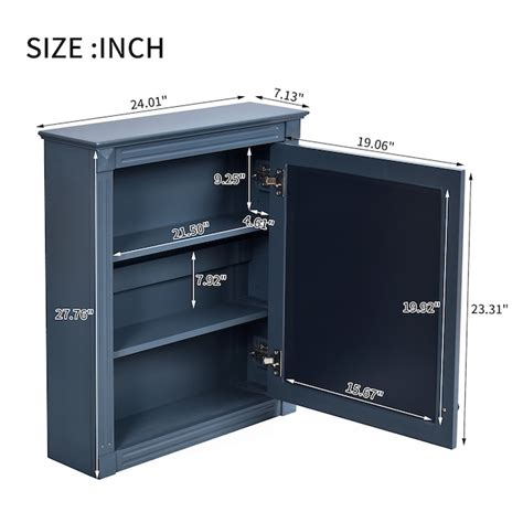 Hrinhom Unassembled 24-in x 27.8-in x 7.1-in Blue Bathroom Wall Cabinet ...