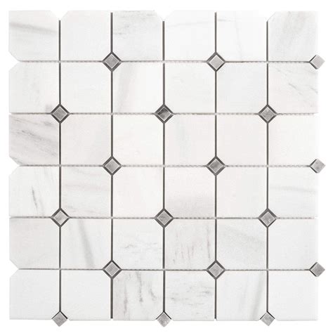 MTO0663 Classic 2X2 Square With Diamond Natural White Gray Marble ...