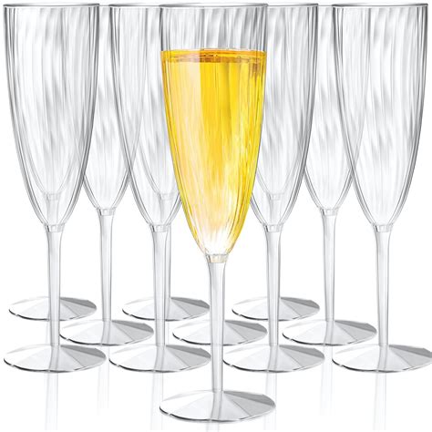 Potchen 48 Pieces 6 Oz Plastic Champagne Flutes Hard Disposable Plastic ...