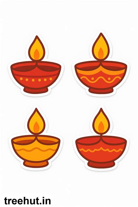 Free Diwali Diya Stickers Cutout Printables for Diwali Decorations ...