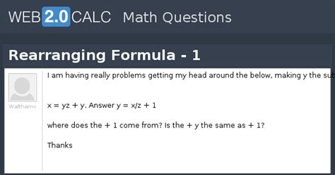 View question - Rearranging Formula - 1
