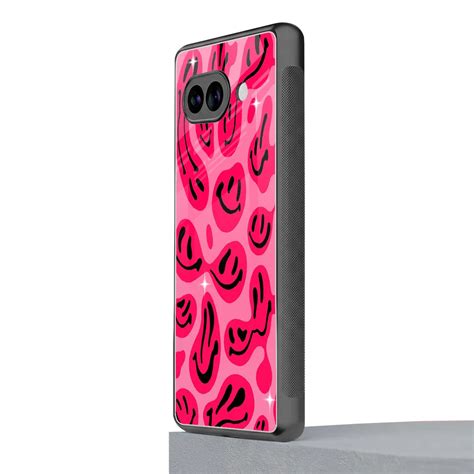 Acid Smiles Pink Phone Case for Google Pixel 9A | Glass Case – Boujee