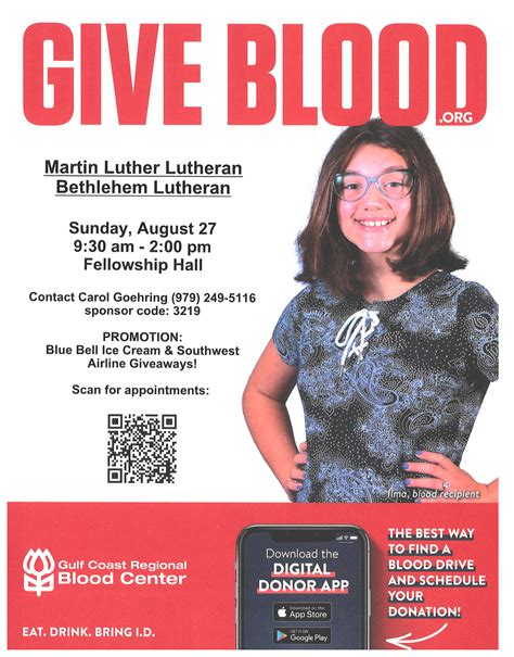 Blood Drive – August 27, 2023 | Martin Luther Lutheran Church