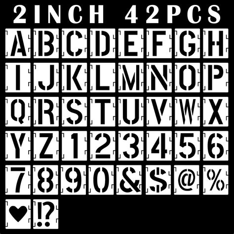 2 Inch Letter Stencils Symbol Numbers Craft Stencils 42 Pcs ...