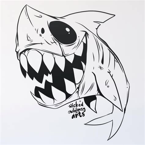 Spooky Shark Svg Cut File, Glowforge File, Vinyl Template, Laser Cut ...