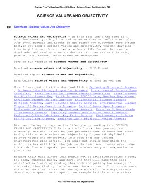 Fillable Online Science Values And Objectivity. Science Values And ...