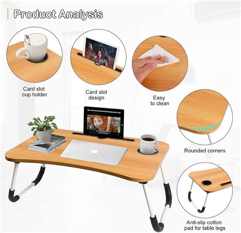 Portable Folding bed Table, Laptop Desk With ipad and Cup Holder ...