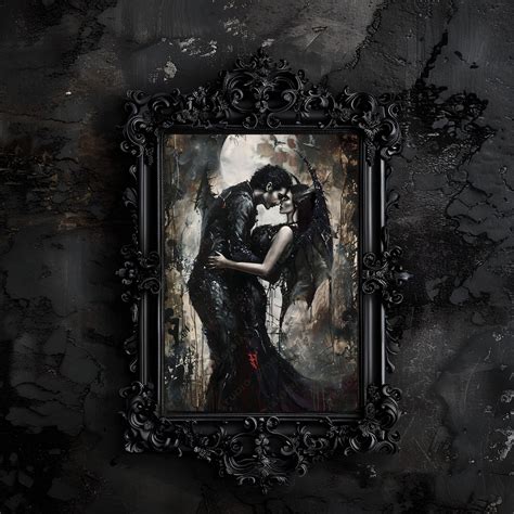 Gothic Romance Art Print, Dark Fantasy Art Gothic Home Decor, Dark Love ...