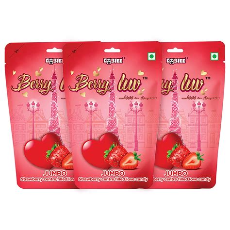 DOBIEE Berry Luv Strawberry Fruit Flavoured Love Candy 300 Candies ...