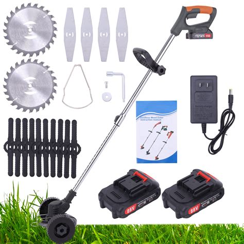 88V Electric Weed Eater Lawn Edger Cordless Grass String Trimmer Cutter ...