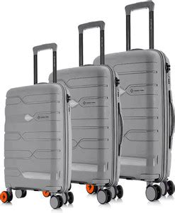 NASHER MILES Paris Hard-sided Polypropylene Luggage Set of 3 Grey ...
