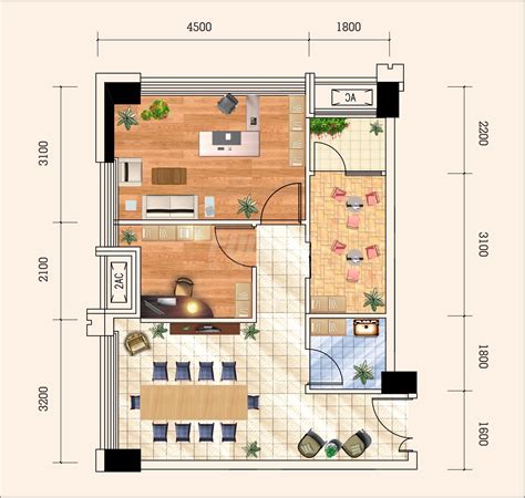 83平米时尚美式家装两室一厅户型装修效果图片 - 家居装修知识网