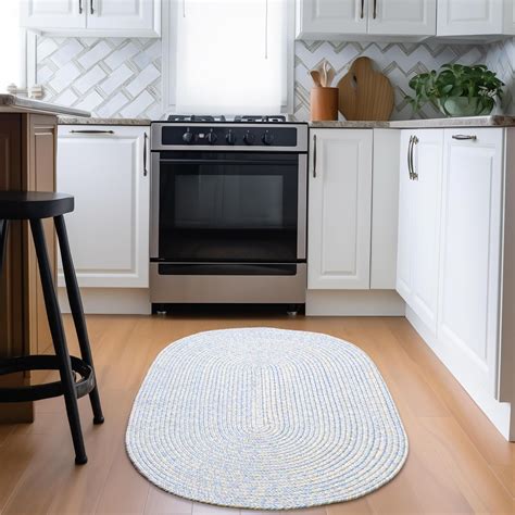 Amazon.com: Super Area Rugs Blue, Beige Braided Rug Farmhouse Kitchen ...