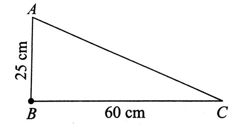 `ABC` is a right - angled triangle, where `AB and BC` are `25 cm and 60 ...