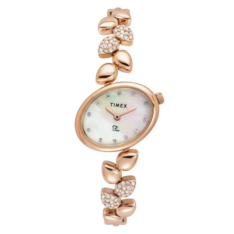 TIMEX Fria Mother of Pearl White Oval Dial Analog Women's Watch - TWEL