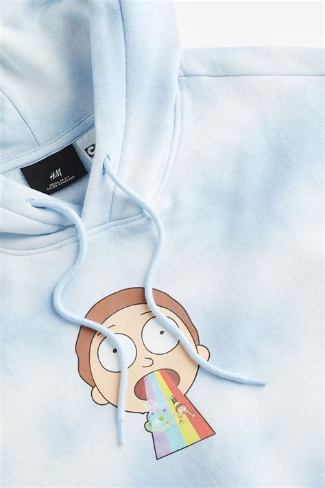 Men’s Light blue/Rick and Morty Regular Fit Hoodie | H&M IN