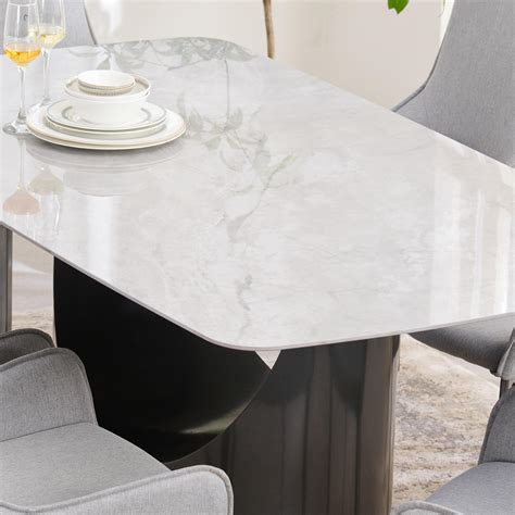 Buy Marquina Ceramic 6-Seater Dining Set with Chairs - Grey from Home ...