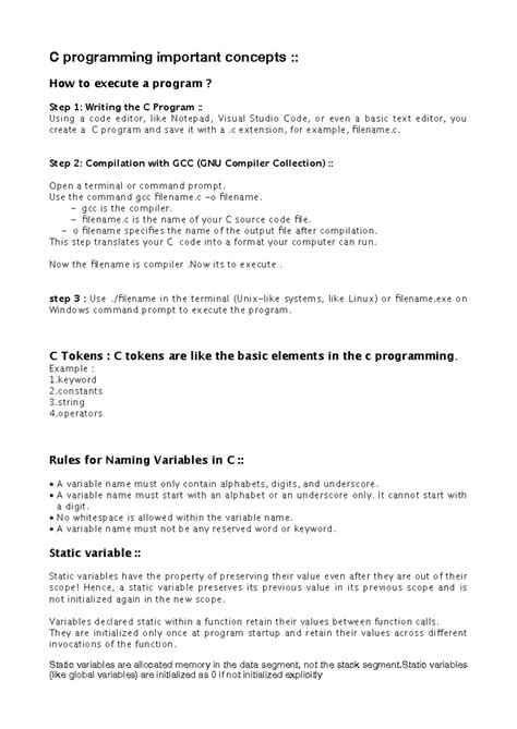 C language book - C programming important concepts :: ####### How to ...