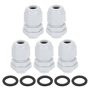 uxcell 5Pcs PG7 Nylon Cable Glands, Waterproof Cord Grip Connector with ...