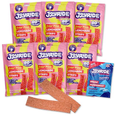 Amazon.com : JOYRIDE Pink Lemonade Sour Strips - 3.5 oz 6-Pack Bundle with 2.5oz Glacial ...