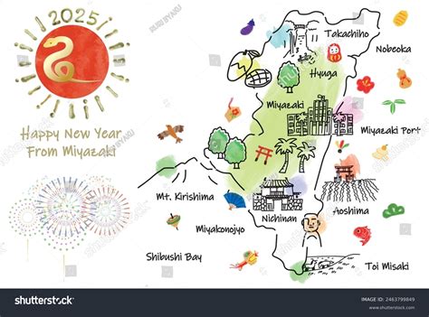 Miyazaki Japan Travel Map Landmarks Symbols Stock Vector (Royalty Free) 2463799849 | Shutterstock