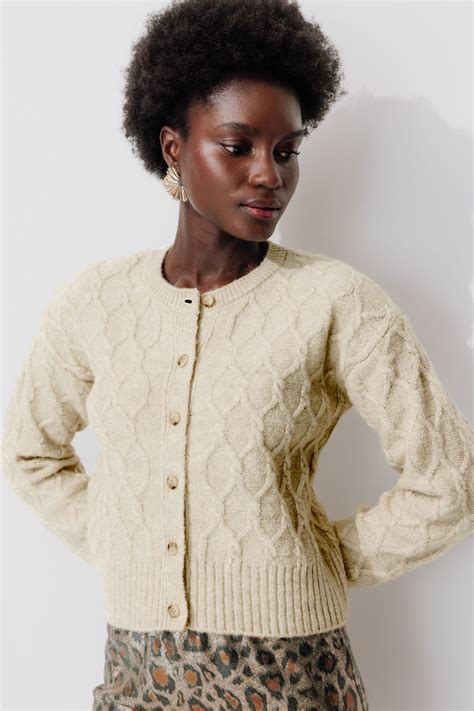 Cable knit cardigan - Beige