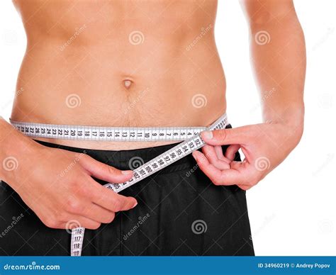 Man Measuring His Waistline Stock Image - Image of fist, people: 34960219