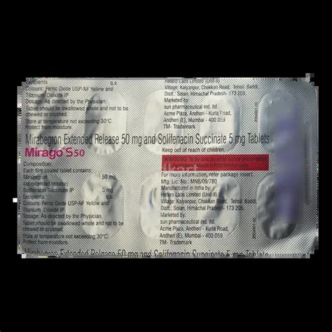 MIRAGO S 50 KIT TABLET 10'S : View Price, Combination and Alternatives ...