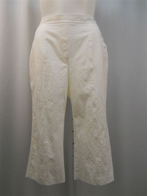 Alfred Dunner Dress Capris Plus Size 18W-24W White 100% Cotton Straight ...