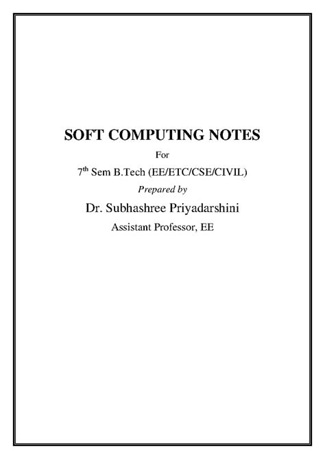 Fuzzy Logic Notes - Soft Computing - SOFT COMPUTING NOTES For 7 th Sem ...