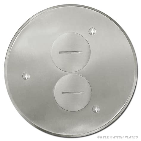 Round Recessed Floor Duplex Outlet Box Cover - Nickel