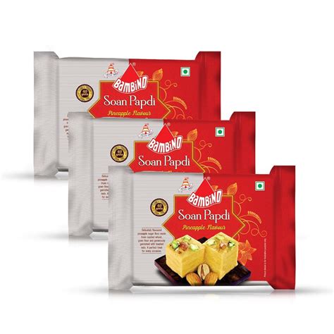 Bambino Soan Papdi Pineapple Flavour Each 200Gms X 3 Packets (600 Gms ...