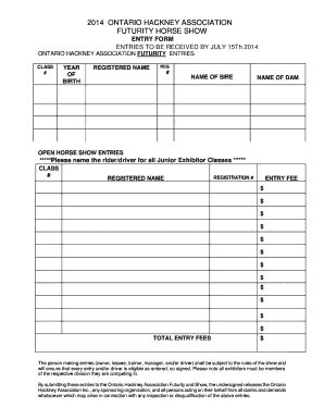 Horse Show Entry Form | pdfFiller