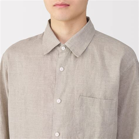 M's Washed linen L/Slv shirt (OS)