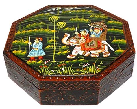 Buy IndiCart Rajasthani Wooden Mukhwas Box/Supari Daan/Dry Fruit Box ...