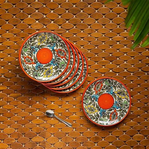 Buy ExclusiveLane 'Mughal Bagheecha' Handpainted Small Ceramic Plates ...