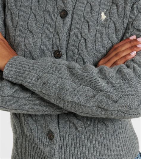 Cable-knit wool and cashmere cardigan in grey - Polo Ralph Lauren ...