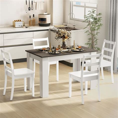 Amazon.com: Giantex 5-Piece Wooden Dining Set, Modern Rectangular ...
