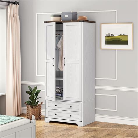 brafabhome Armoire Wardrobe with 2 Modern Doors, 71" Tall Freestanding ...