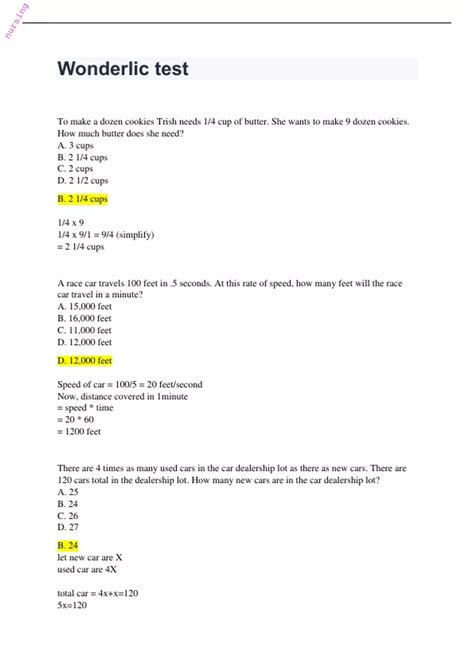 WONDERLIC TEST 8 QUESTIONS WITH ANSWERS 100% CORRECT - Wonderlic ...