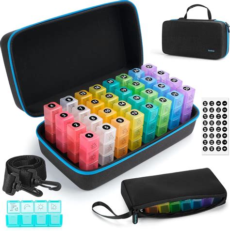 Amazon.com: Yewltvep Monthly Pill Organizer 4 Times a Day, Pill Box ...