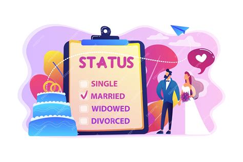 Free Vector | Married couple and marital status on clipboard, tiny ...
