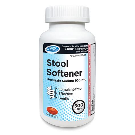 RIGHT REMEDIES Stool Softener Softgels, Docusate Sodium 100mg, Compare to Colace Regular ...