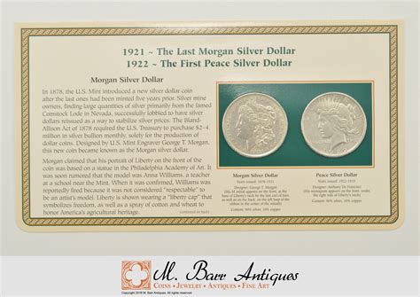 SILVER Coin Set 1921 Last Morgan Silver Dollar / 1922 First Peace ...