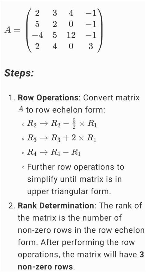 Find the rank of the Matrix A =by using echelon formA=[2 3 4 -1 5 2 0 ...