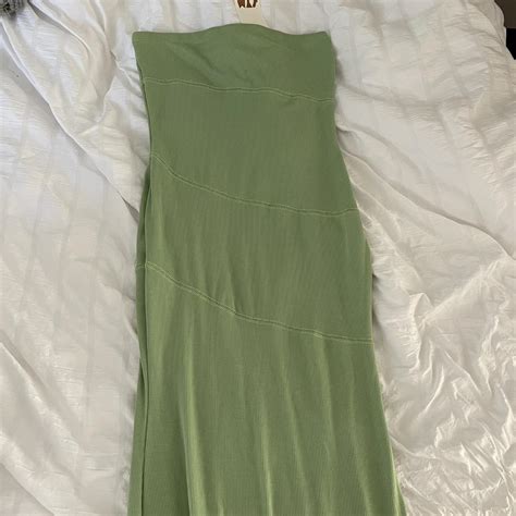 light green maxi dress, never worn, comfy and cute,... - Depop