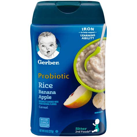 Gerber 2nd Foods Probiotic Rice Banana Apple Baby Cereal, 8 Oz ...