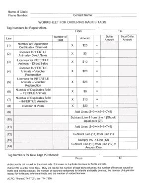 Fillable Online Rabies Tag Re-Order Form Fax Email Print - pdfFiller