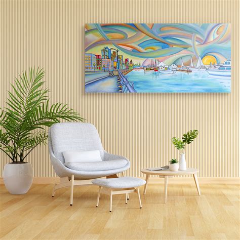 Seattle Waterfront Mt Rainier Washington D1 Canvas Painting Synthetic ...